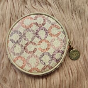 Coach round op art zipper coin purse